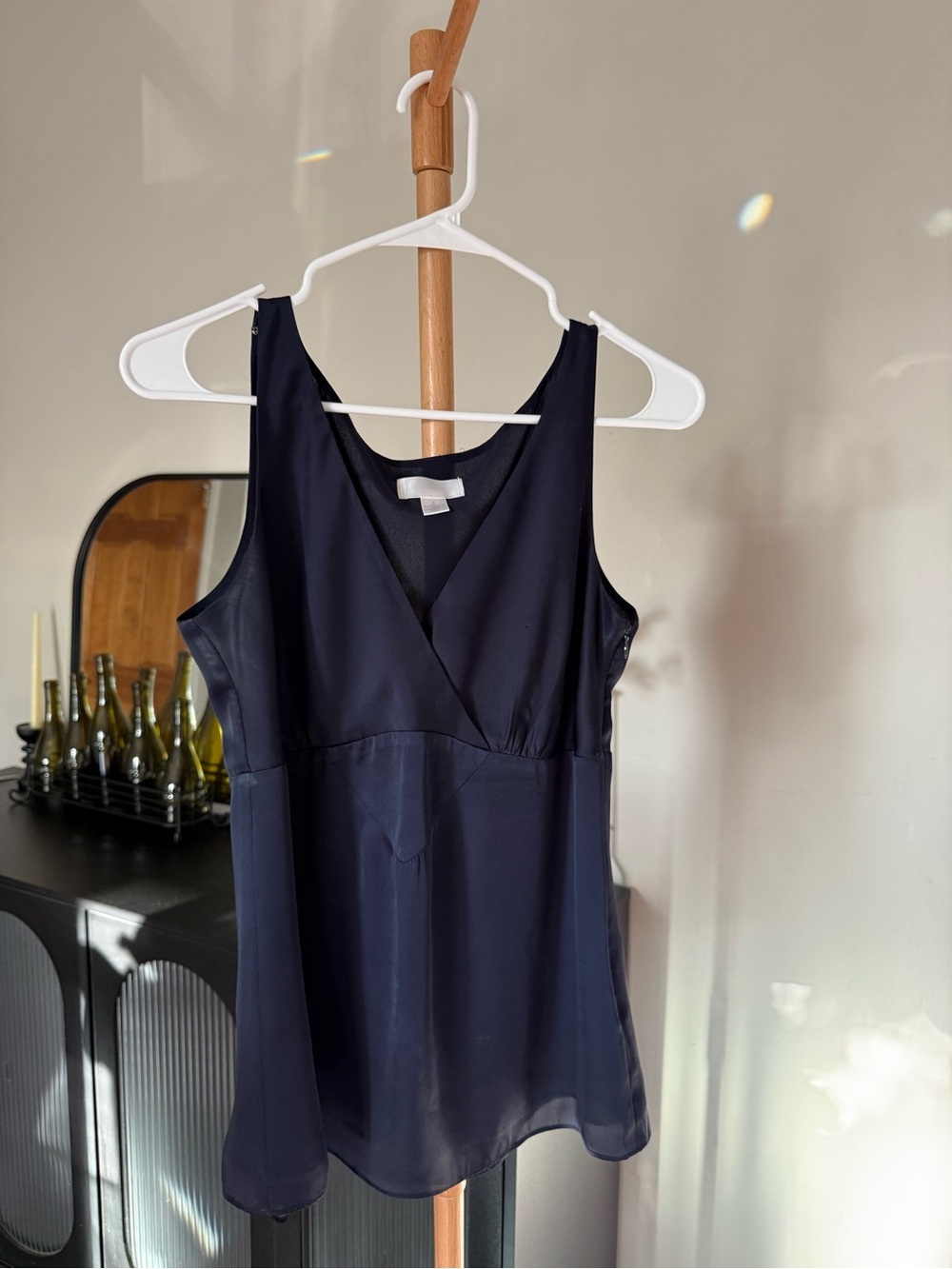 LOFT Vintage Y2K Dark Blue Satin Babydoll Top Women’s Size 8